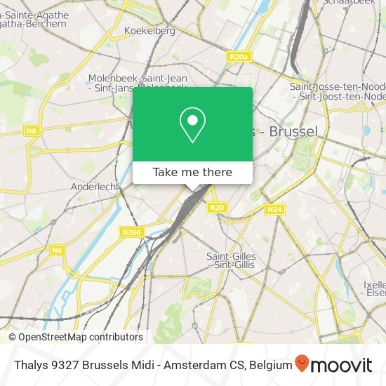 Thalys 9327 Brussels Midi - Amsterdam CS map