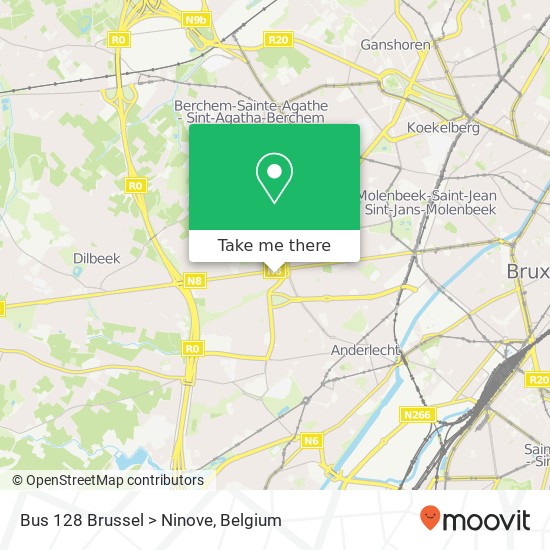 Bus 128 Brussel > Ninove plan