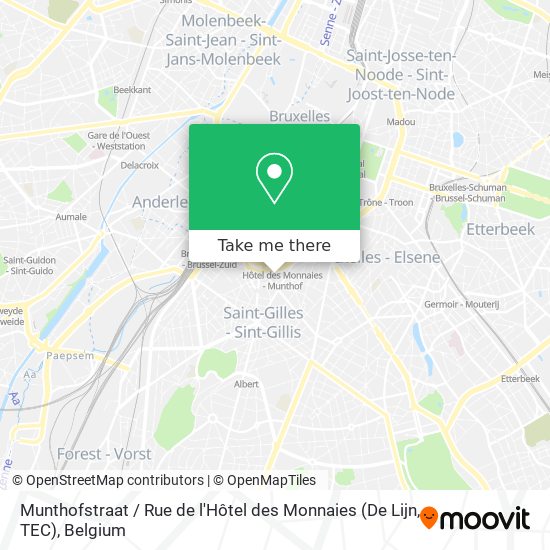 Munthofstraat / Rue de l'Hôtel des Monnaies (De Lijn, TEC) plan