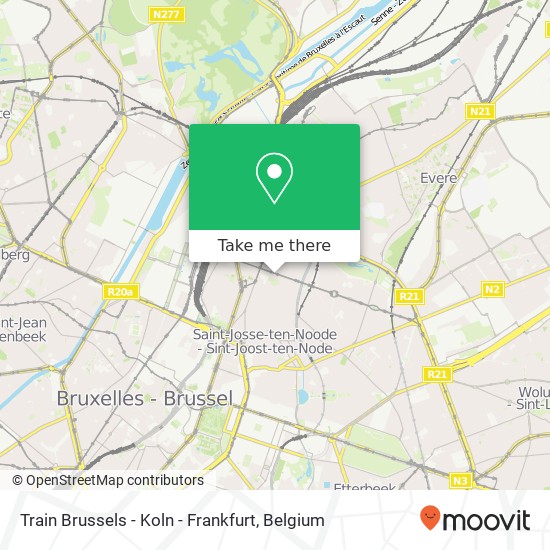 Train Brussels - Koln - Frankfurt map