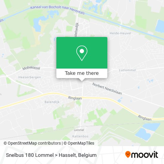 Snelbus 180 Lommel > Hasselt plan