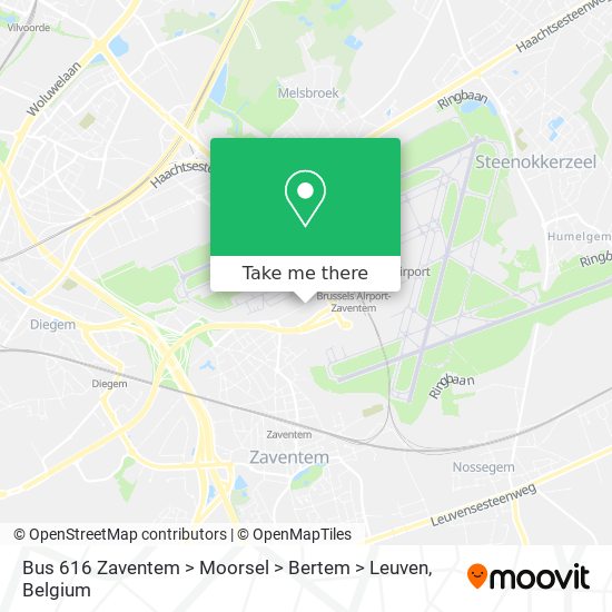 Bus 616 Zaventem > Moorsel > Bertem > Leuven map