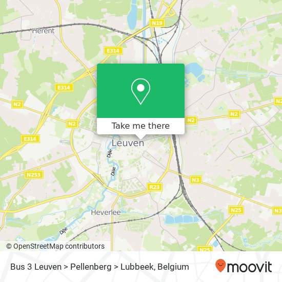 Bus 3 Leuven > Pellenberg > Lubbeek plan