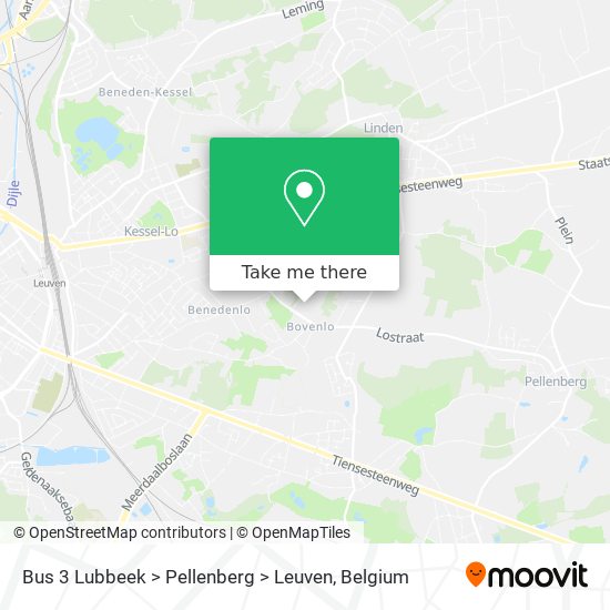 Bus 3 Lubbeek > Pellenberg > Leuven map
