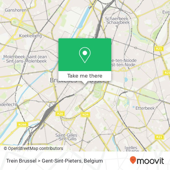 Trein Brussel > Gent-Sint-Pieters map
