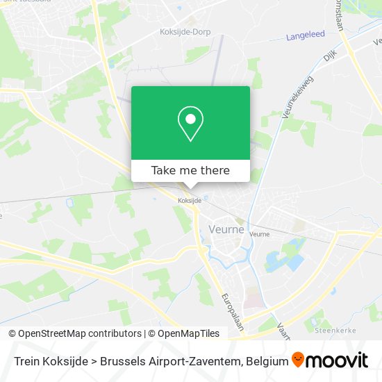 Trein Koksijde > Brussels Airport-Zaventem map