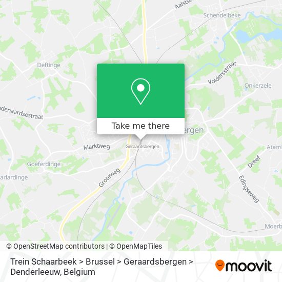 Trein Schaarbeek > Brussel > Geraardsbergen > Denderleeuw map