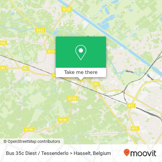 Bus 35c Diest / Tessenderlo > Hasselt map