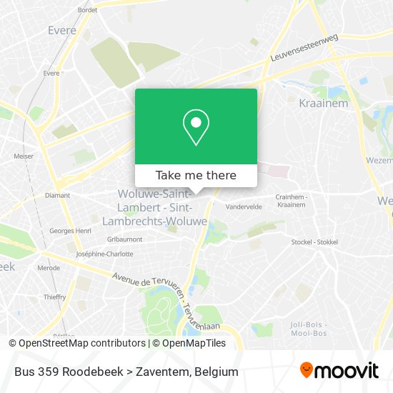 Bus 359 Roodebeek > Zaventem map