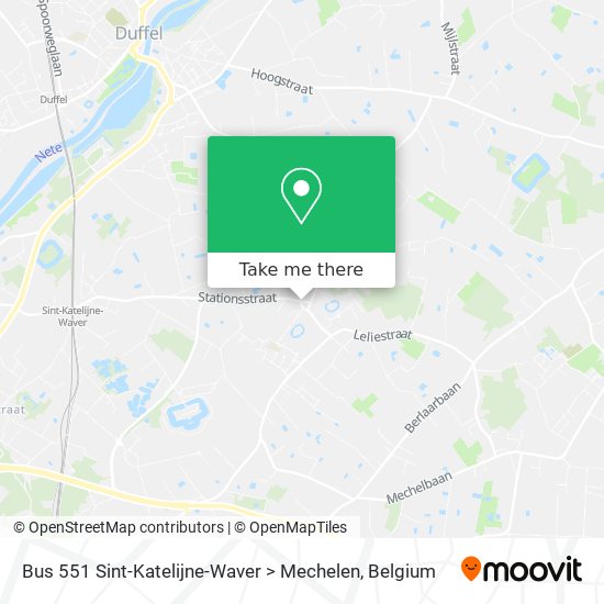 Bus 551 Sint-Katelijne-Waver > Mechelen map