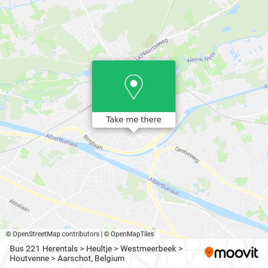 Bus 221 Herentals > Heultje > Westmeerbeek > Houtvenne > Aarschot plan