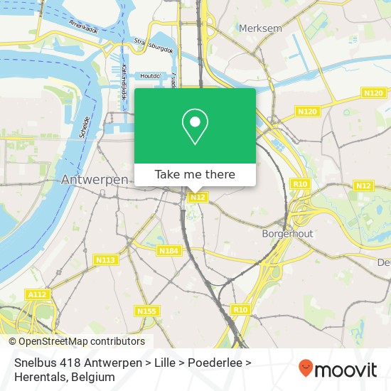 Snelbus 418 Antwerpen > Lille > Poederlee > Herentals map