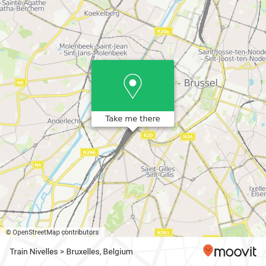 Train Nivelles > Bruxelles map