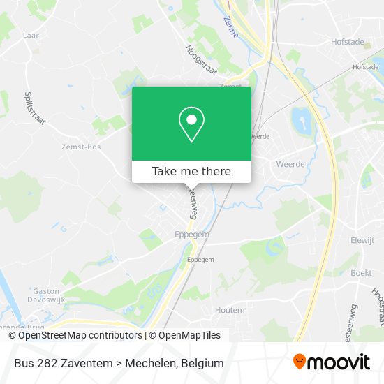 Bus 282 Zaventem > Mechelen map