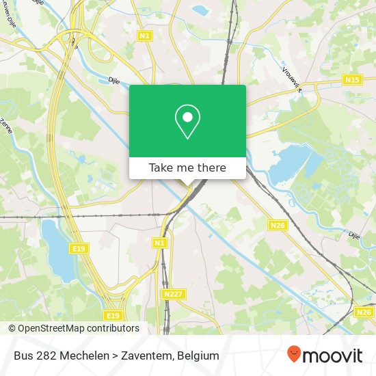 Bus 282 Mechelen > Zaventem plan