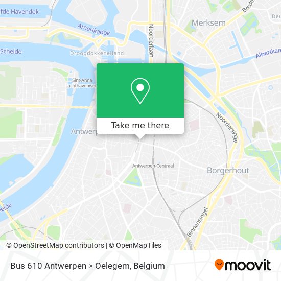 Bus 610 Antwerpen > Oelegem map