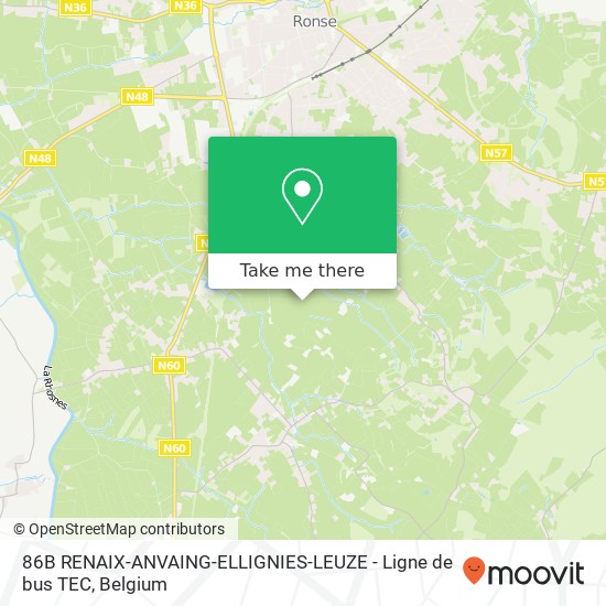 86B RENAIX-ANVAING-ELLIGNIES-LEUZE - Ligne de bus TEC map