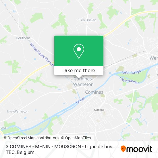 3 COMINES - MENIN - MOUSCRON - Ligne de bus TEC plan