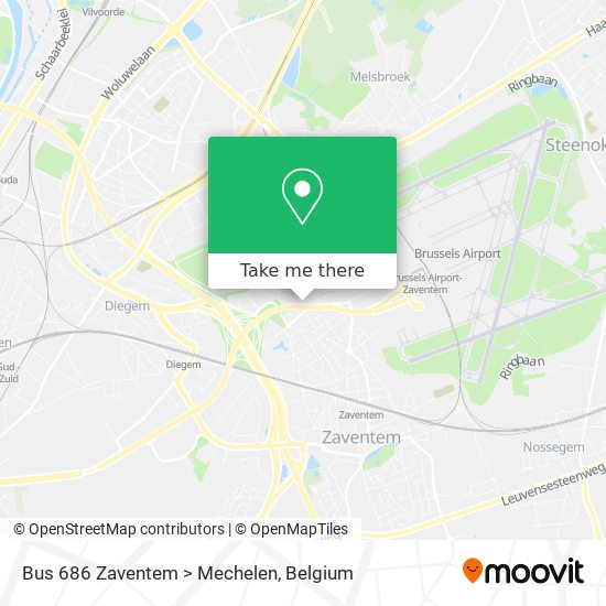 Bus 686 Zaventem > Mechelen plan