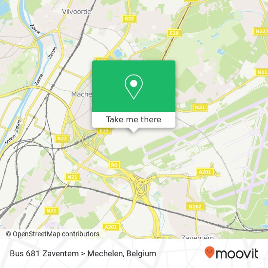 Bus 681 Zaventem > Mechelen plan