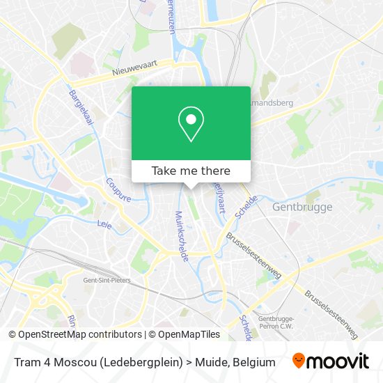 Tram 4 Moscou (Ledebergplein)  > Muide map