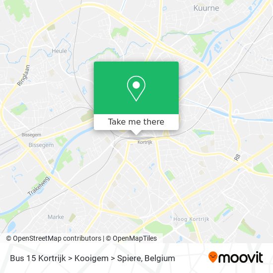 Bus 15 Kortrijk > Kooigem > Spiere plan