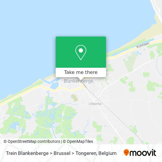 Trein Blankenberge > Brussel > Tongeren map