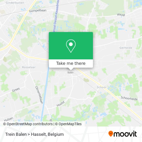 Trein Balen > Hasselt map