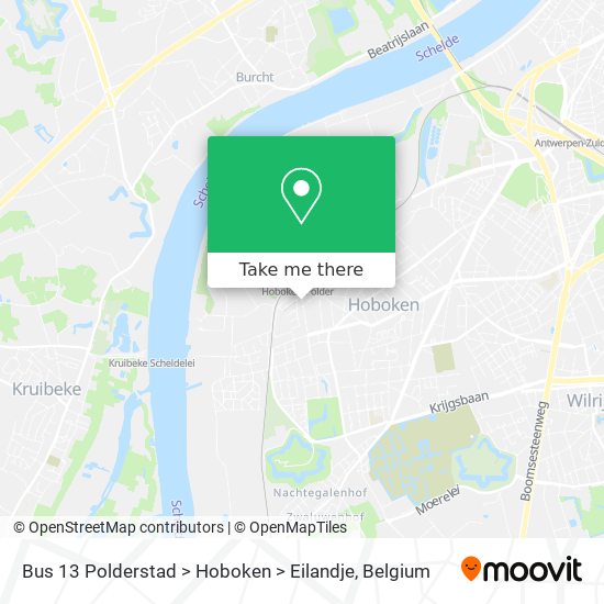 Bus 13 Polderstad > Hoboken > Eilandje map