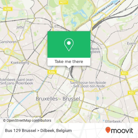 Bus 129 Brussel > Dilbeek plan