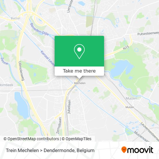 Trein Mechelen > Dendermonde map