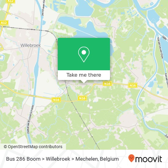 Bus 286 Boom > Willebroek > Mechelen plan