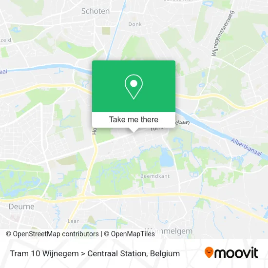 Tram 10 Wijnegem > Centraal Station map