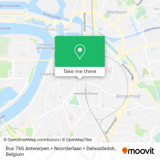 Bus 760 Antwerpen > Noorderlaan > Delwaidedok map