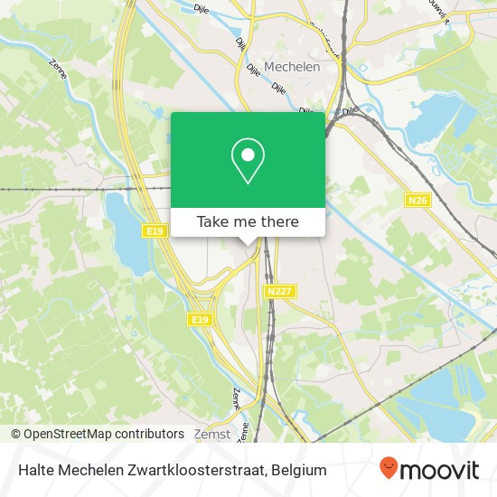 Halte Mechelen Zwartkloosterstraat map