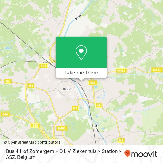 Bus 4 Hof Zomergem > O.L.V. Ziekenhuis > Station > ASZ map