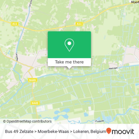 Bus 49 Zelzate > Moerbeke-Waas > Lokeren plan