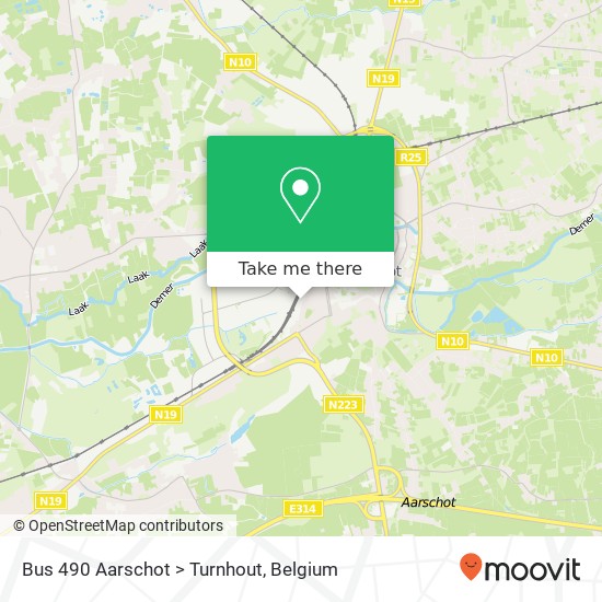 Bus 490 Aarschot > Turnhout plan