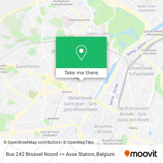 Bus 242 Brussel Noord <> Asse Station map