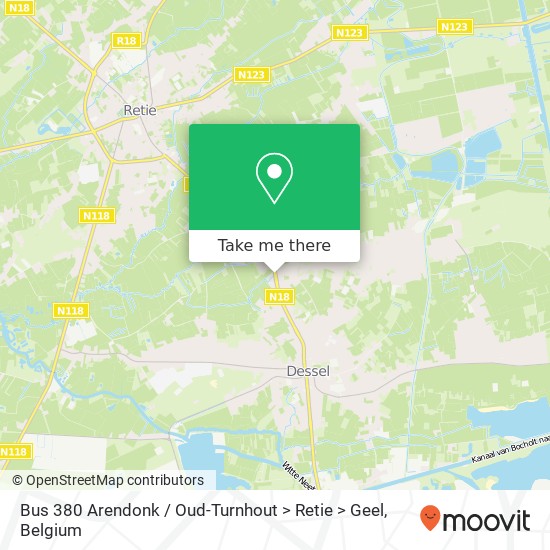 Bus 380 Arendonk / Oud-Turnhout > Retie > Geel plan