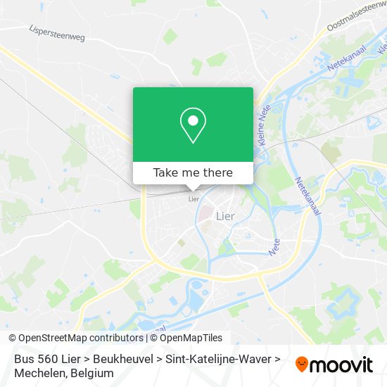 Bus 560 Lier > Beukheuvel > Sint-Katelijne-Waver > Mechelen map