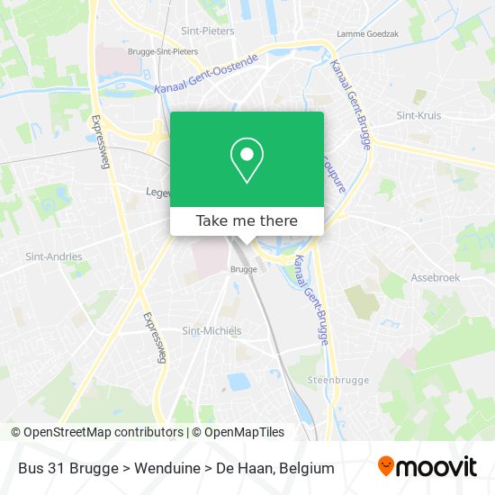 Bus 31 Brugge > Wenduine > De Haan map