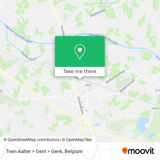 Trein Aalter > Gent > Genk map
