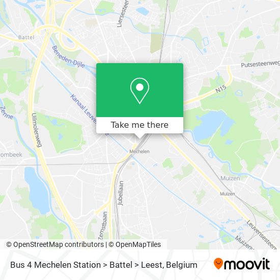 Bus 4 Mechelen Station > Battel > Leest map