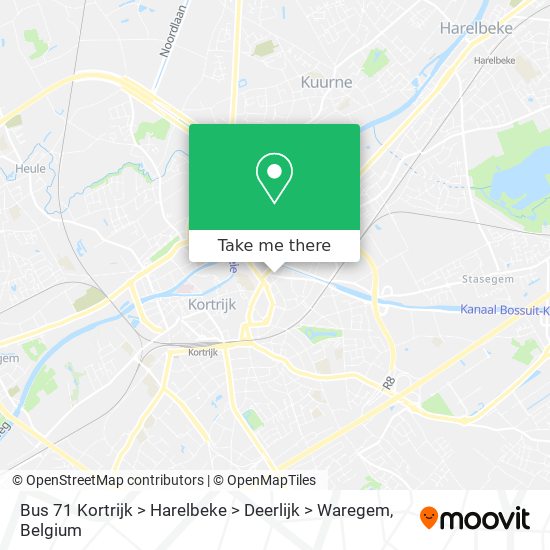 Bus 71 Kortrijk > Harelbeke > Deerlijk > Waregem map