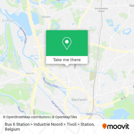 Bus 6 Station > Industrie Noord > Tivoli > Station map