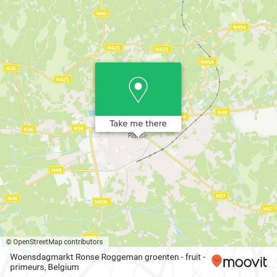 Woensdagmarkt Ronse Roggeman groenten - fruit - primeurs map