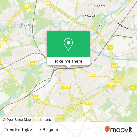 Trein Kortrijk > Lille map