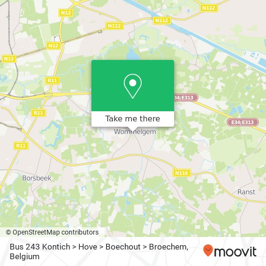 Bus 243 Kontich > Hove > Boechout > Broechem plan