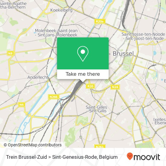 Trein Brussel-Zuid > Sint-Genesius-Rode plan
